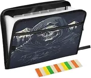 Grim Reaper Shadows Black Document Portfolio Organizer 13 Pocket Acordian Folder with Handle