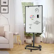 CostwayMobile Dry Erase Whiteboard with Height Adjustable Stand-Black