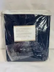 Pottery Barn Navy 100% Silk Decorative Cotton Lined Drapes with Drapery Hooks
