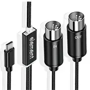 MIDI to USB C Type C Cable USB MIDI Converter with Indicator Light for Electronic Computer black