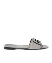 Fendi Baguette Denim Effect Slides 37.5,37 light blue