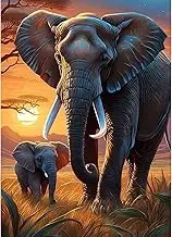 QENSPE Elephants Diamond Painting Kits 5D Diamond Full Drill, DIY Diamond Art Kits for Adults Beginners, Animals Gem Art Painting Crystal Art Crafts Wall Decor 12x16in / 30x40cm