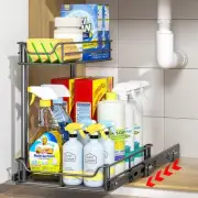 Under Sink Organizer, Pull Out Cabinet Organizer with Upgraded Slides, Slide ...