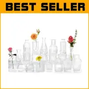 Assorted Set of 20 Mini Glass Vases - Durable Decorative Pieces for Any Occasion