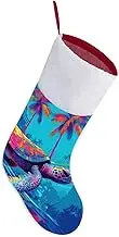 Turtle in Blue Water Christmas Stocking Soft Plush Large Xmas Stockings Fireplace Hanging Stockings 16.5 Inch Christmas Decorations for Family Holiday Xmas Party Decor