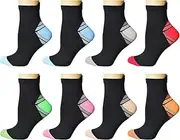 [Jileson] 8 Pairs Compression Socks for Men & Women Running Ankle Stockings Graduated Trainer Anti-Blister Cushioned Sweat Wicking Breathable Cotton Short for Sports Cycling Walking Hiking Climbing Football