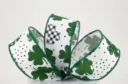 1.5" St. Patrick Day ribbon~1.5" Wired ribbon~ glitter ribbon polka dot~5 Yards
