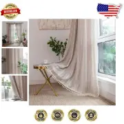 Farmhouse Linen Curtain Set - Light Filtering 2 Panels 52" Wide x 96" Long