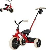 QPlay Toddler Tricycles for 2 to 6 Year olds-2 in 1 Kid's Trikes Bike with Push Handles Adjustable & Removable, Push Bike with Toy Storage Basket for Boys & Girls Tricycle Gift (Red)