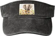 [RLDOBOFE] Sun Visor Hat Adjustable Empty Top Baseball Cap Elephant and Sunflower Sun Hats for Women Men Sports Hats Summer Beach Cap