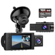 Dual Dash Cam Front and Inside with 64GB Card, FHD 1080P Dash Camera for Cars...