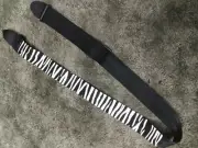 LM Zebra pattern guitar strap White on Black NEW - Poly Web