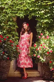Patchwork Tiered Midi Dress
