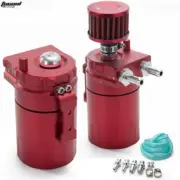 Billet Aluminum Baffled Red Oil Catch Can Breather Tank 200ml & Breather Filter (for: Honda)