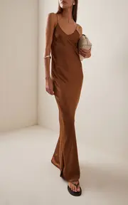 [NILI LOTAN] Cami Silk Charmeuse Maxi Slip Dress