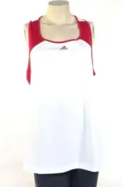 Adidas ClimaLite White & Red Racer Back Tank Women's NWT