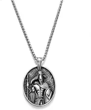 [TYMONT] Spartan Warrior Helmet Pendant Medieval Knight Gladiator Spartan Roman Warrior Greek Costume Helmet Pendant Necklace