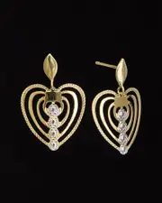 14K Italian Two-Tone Gold Layered Heart Dangle Earrings