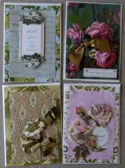 Lot of 4 Assorted Ultra High Quality Hand-Made Luxury Greeting Cards w Envelopes