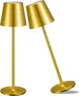 2-Pack Gold Cordless Table Lamp – Modern Rechargeable LED Desk Lamps with Touch