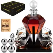 LuxuryBar Diamond Whiskey Decanter Sets for Men with ChillBall &TrayWhiskey D...