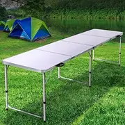 Weisshorn Camping Table, 240 x 60 x 69cm Folding Portable Picnic Camp Tables Outdoor Dining Set Trekology Desk Travel Hiking Beach BBQ Coffee Desks, Adjustable Height Lightweight Aluminum Silver