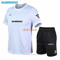 在飛比找Yahoo!奇摩拍賣優惠-2023 Shimano 釣魚服男士釣魚 T 恤夏季短褲褲子