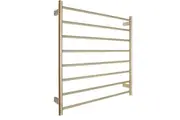 AGUZZO EZY FIT Heated Towel Rail - Round Tube - Dual Wired - (W900mm x H920mm) - Brushed Brass