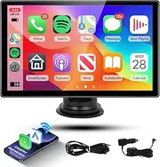 Rimoody Wireless Carplay Screen 9 Inch HD Touchscreen Portable Android Auto Car Radio with Bluetooth/Airplay/Super Link/Siri//FM Transmitter/AUX Portable Car Stereo