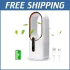 Compact Bladeless Desk Fan - White, Battery Powered with Adjustable Speeds