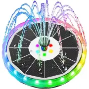Solar Water Fountain with LED Lights Matte Panel Built-in 4000 mAH Battery La...