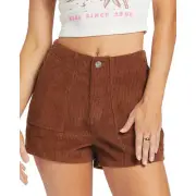 NWT Roxy Sessions Corduroy Brown Sorrel Horse High Rise Shorts Size 28