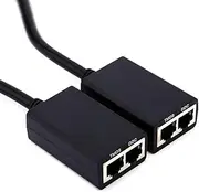 Over RJ45 CAT5e CAT6 LAN Ethernet Extender 1080P Long Distance Transmission Pair Auto Adjustment Amplification 30M Black