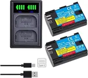 2X 3600mAh LP-E6 LPE6 Camera Battery for Canon for EOS 5D Mark II 2 III 3 6D 7D 60D 60Da 70D 80D 90D DSLR for EOS 5DS + USB Type C + LPE6 Dual Type C Port Changer