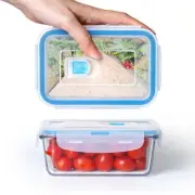 0.45L Glass Food Storage Containers Set of 2, Rectangular Meal Prep Container...