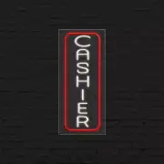 Cashier Sign for Business Displays | LED Flex Neon | 13"W x 32"H x 1"D