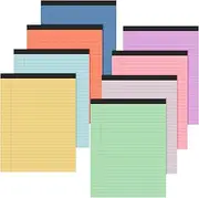 Fuutreo 8 Pcs 8.5'' x 11'' Colored Legal Pad Writing Pads Wide Ruled 50 Sheets Per Notepad Perforated Writing Pad Note Pads Office Supplies for School College Office Business (Pastel Colors)