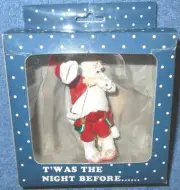 3 1/2" SANTA GETTING DRESSED FIGURINE FOR CHRISTMAS VILLAGES OR CRAFTS NEW
