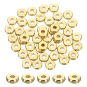 50 Pcs Brass Spacer Beads, 6mm Flat Round Beads Metal Heishi Bead, Gold