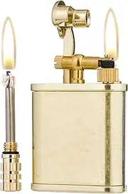 2 in 1 Lighetr Permanent Match Antique Style Lift Arm Kerosene Lighter with Permanent Match (Bronze)