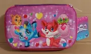 New Hatchimals School Pencil Case Soft Hard Fabric Zippered - Pink Multi Color