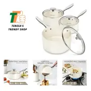Sauce Pan Sets, Ceramic Saucepans with Lid, 1Qt & 2Qt & 3Qt Small Pots for Co...