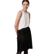 Ann Taylor LOFT - Womens XS - $69 - Shimmery Black Pleated Lined Pull-on Skirt