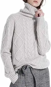 [Ailaile] Cashmere Wool Sweater Women's Twist Thick Turtleneck Pullover Female Loose Knitted Jumper