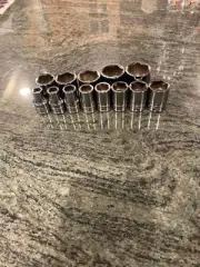 Snap-on 313twya 1/2" drive sae 6 point shallow chrome socket set