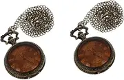 [Gatuida] 2 pcs Wind Gift Women Day Gifts Teachers World Classic with For Father's Antique Chain Mechanical Girlfriend Vintage Clock Steampunk Hanging Old Map Birthday Pocket Grandpa Fob