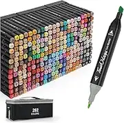 262-Color Art Markers, Dual-Tip Alcohol Markers Brush Markers Set, Painting Art Markers with Fine & Chisel Tips Storage Bag for Coloring, Highlighting, Illustration Kids Adults Family Art Painting