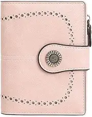 [ALDNHD] Women's Leather Wallet Retro RFID Blocking Short Style Zipper Buckle Coin Purse,G