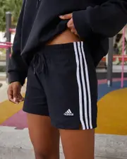 [adidas] adidas Women's Essentials 3 Stripe Shorts in Black/White Size Medium M Black/White