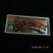 Australian Made Aboriginal Artefact Hand Painted Hardwood Boomerang With Stand.